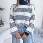 Maxe - Randig tröja med hög halsringning