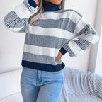 Maxe - Randig tröja med hög halsringning