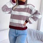 Maxe - Randig tröja med hög halsringning