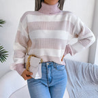 Maxe - Randig tröja med hög halsringning