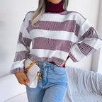 Maxe - Randig tröja med hög halsringning