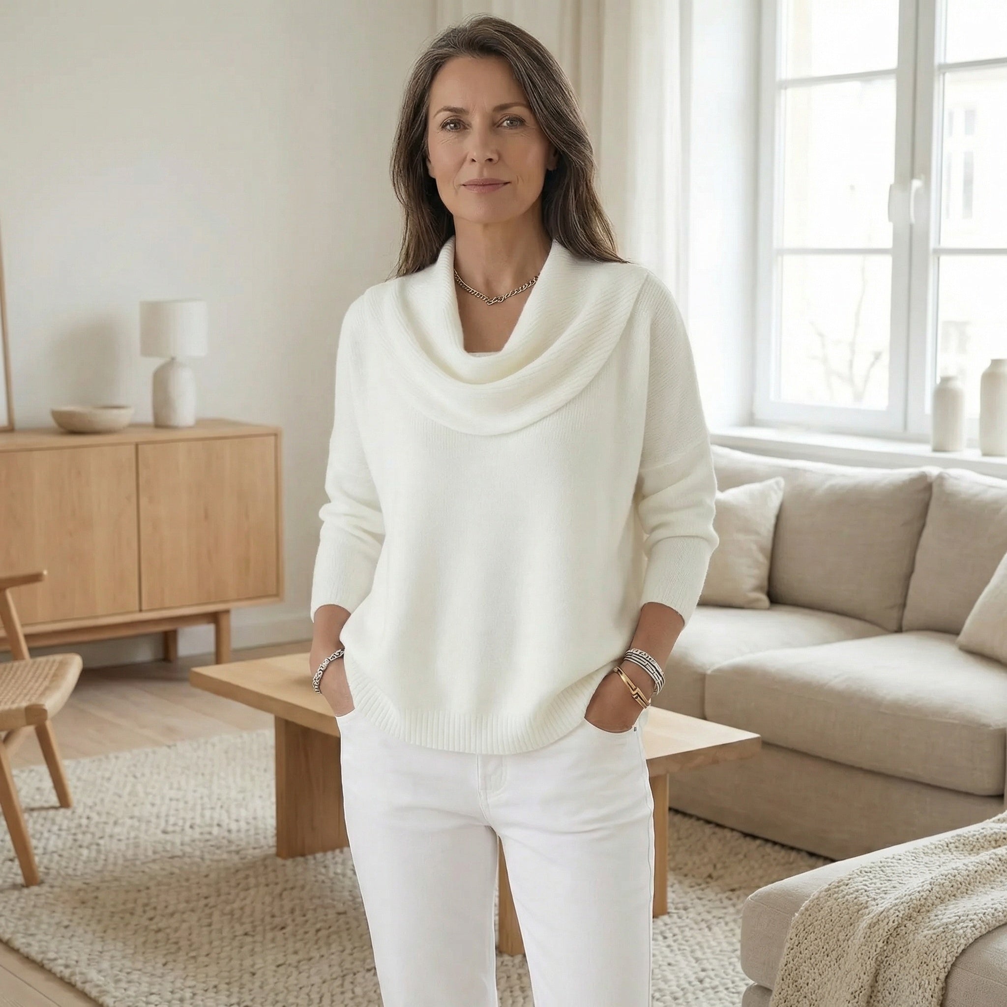 Maxe - Mjuk och elegant stickad tröja med sjalkrage